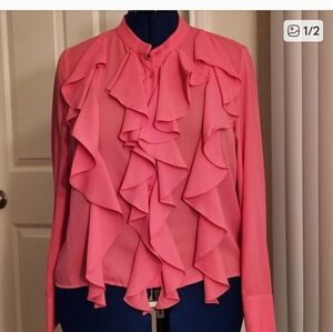 Luxe Pink Ruffle Blouse